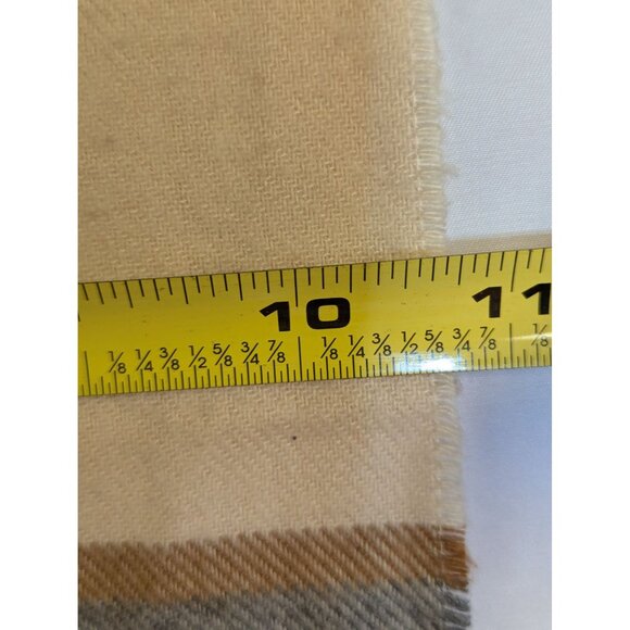 V. Fraas Cashmink Plaid Scarf Made In Germany Beige Cream & Blue 52x11 - Picture 4 of 5